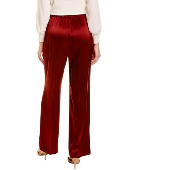 💕ST. JOHN💕 Liquid Satin Pant Elastic Back Pull-On Wide-Leg Oxblood Red M NWOT - Picture 3 of 11